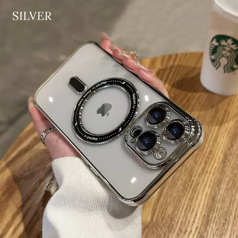 Upgraded Magsafing Suction Transparent iPhone Case with Lens Protector