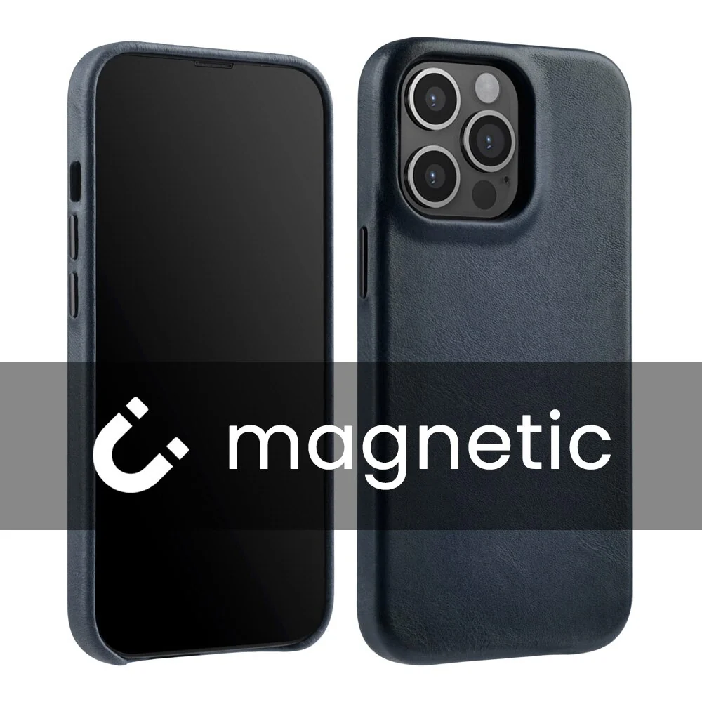 Oil Wax Magnetic Genuine Leather iPhone Case