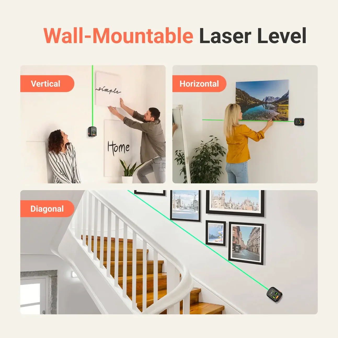 Wallaser 3-in-1 Wall-Mountable Laser Level