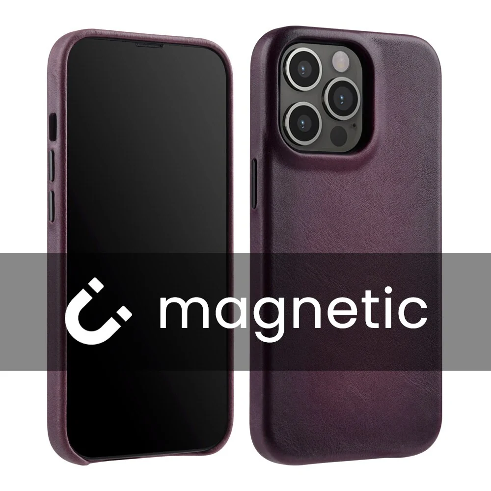 Oil Wax Magnetic Genuine Leather iPhone Case