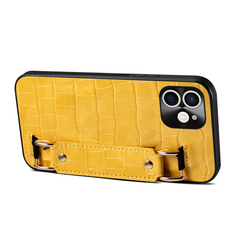 Genuine Leather Wristband Bracket iPhone Case