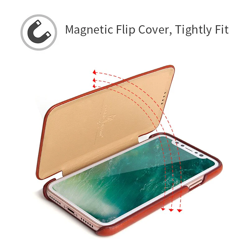 Genuine Leather Magnetic Flip Book iPhone Case