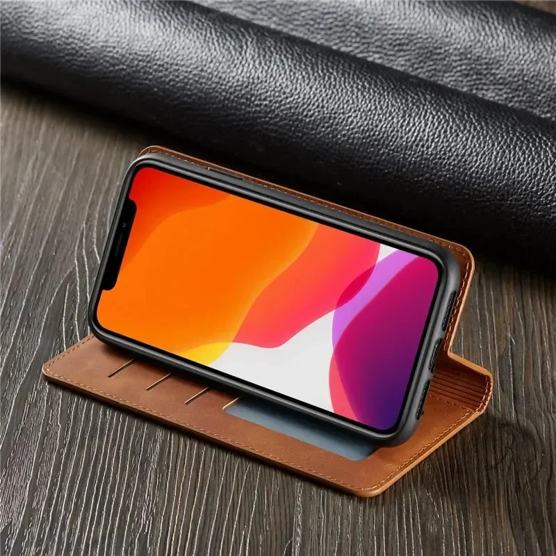 Forwenw Magnetic Flip Wallet Leather iPhone Case
