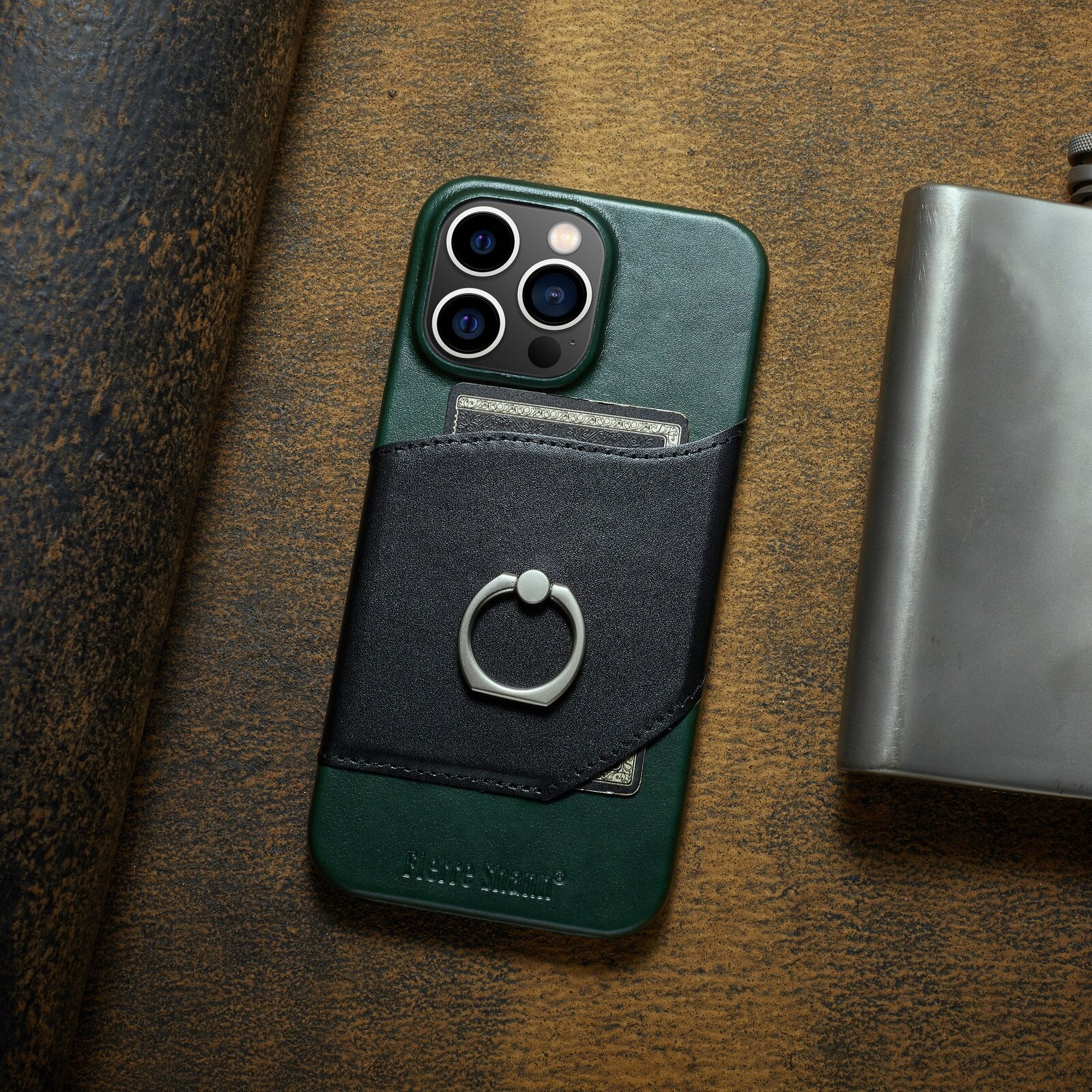 Genuine Leather with Ring Holder iPhone Case