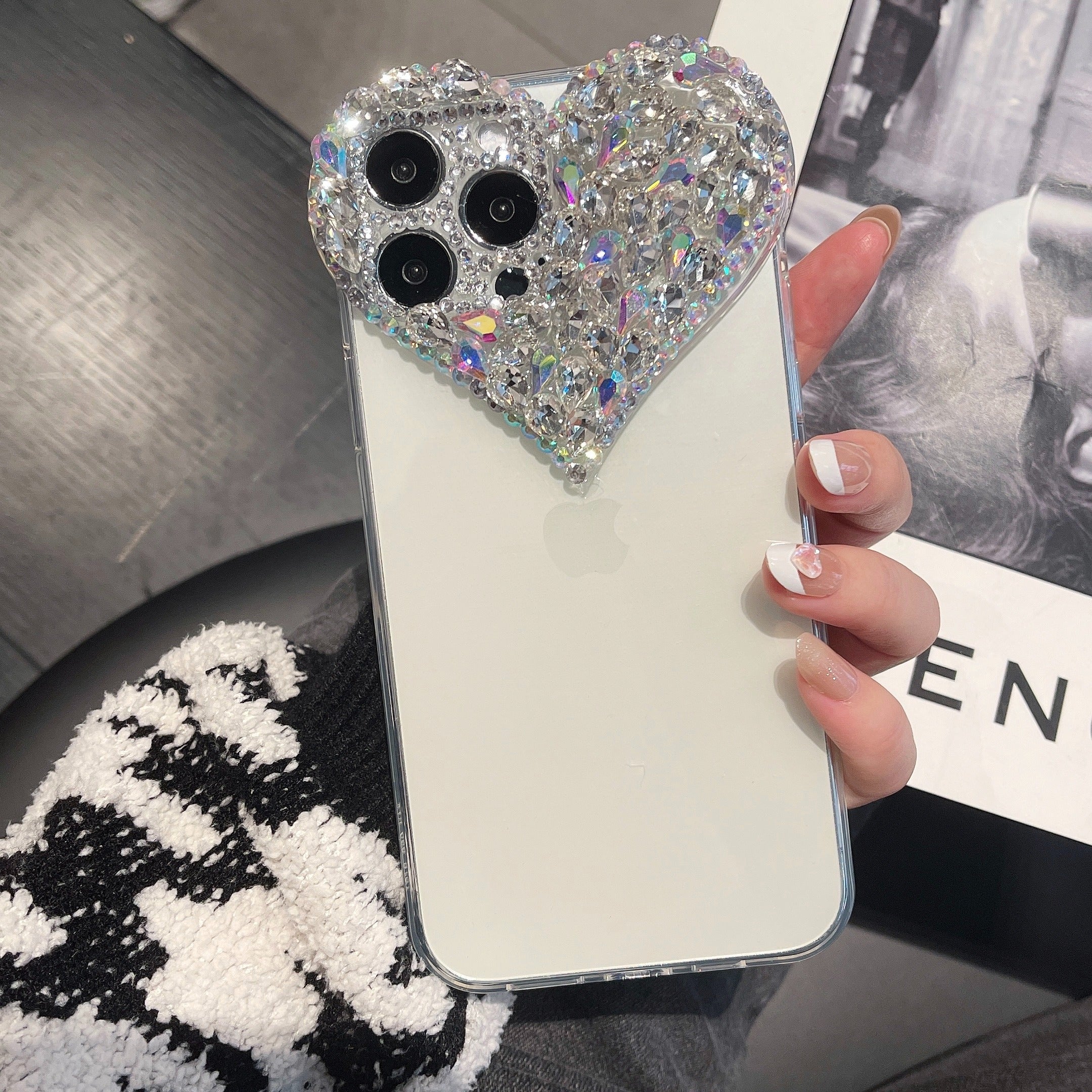 Luxury Heart Rhinestones iPhone Case