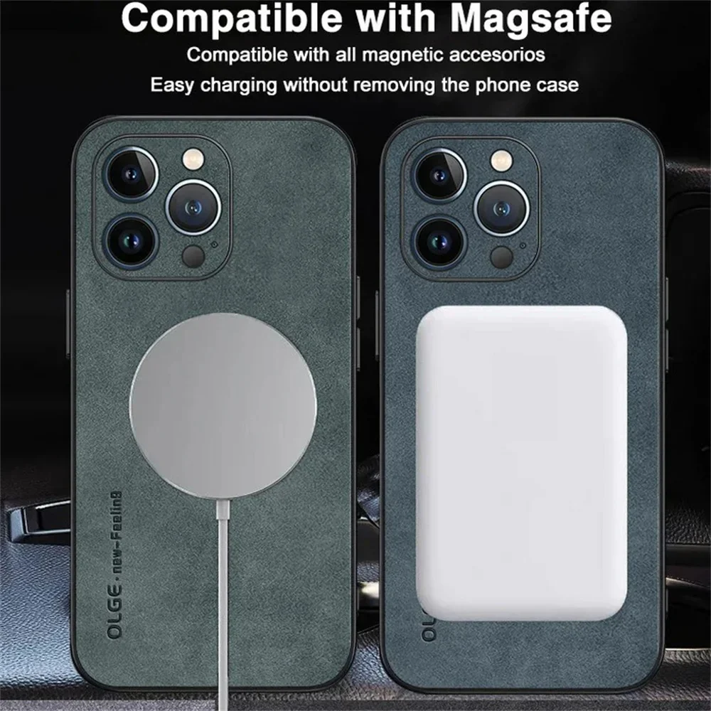 Olge Magsafe Shockproof iPhone Leather Case