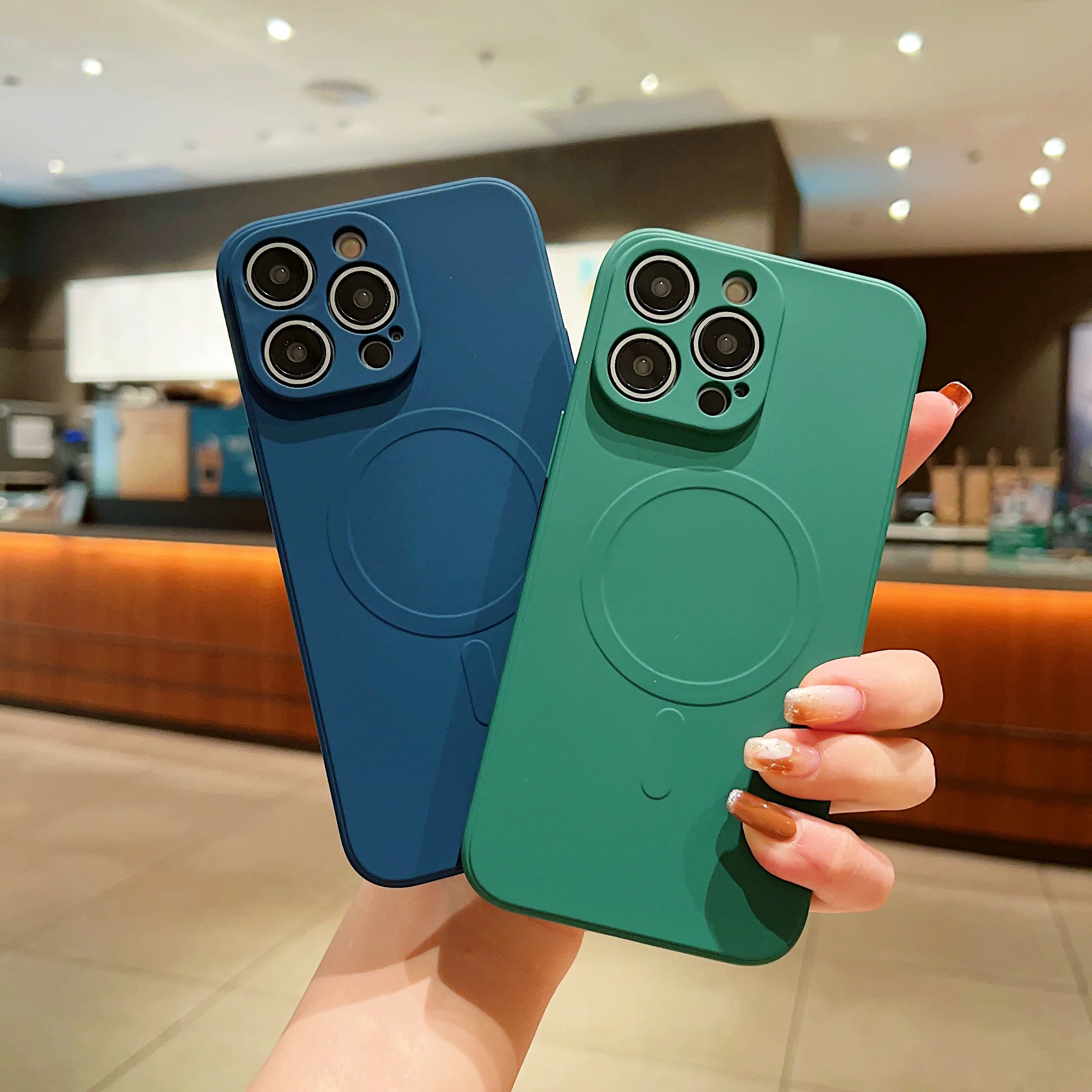 SIMPLE MAGSAFING SILICONE IPHONE CASE WITH CAMERA PROTECTOR