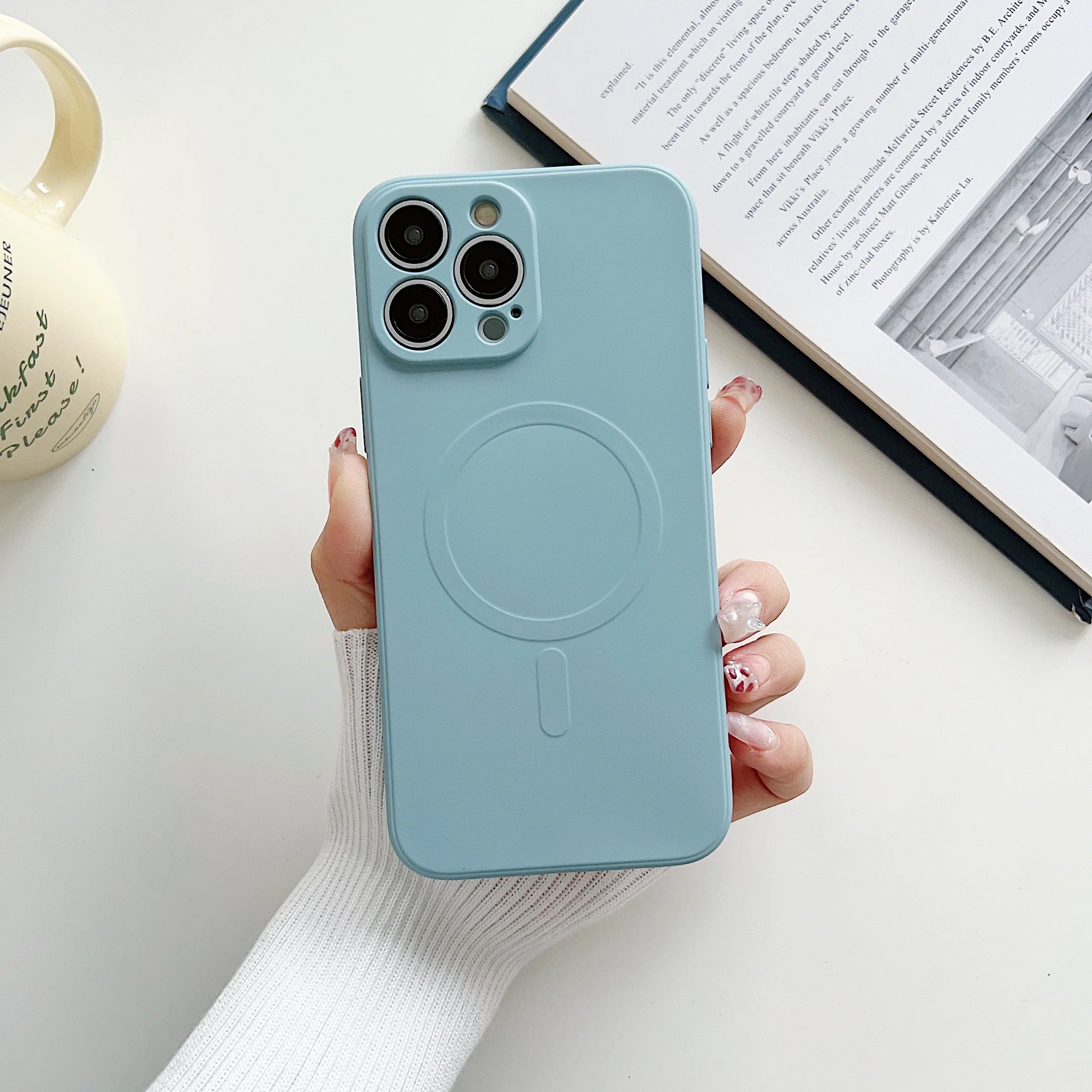 SIMPLE MAGSAFING SILICONE IPHONE CASE WITH CAMERA PROTECTOR