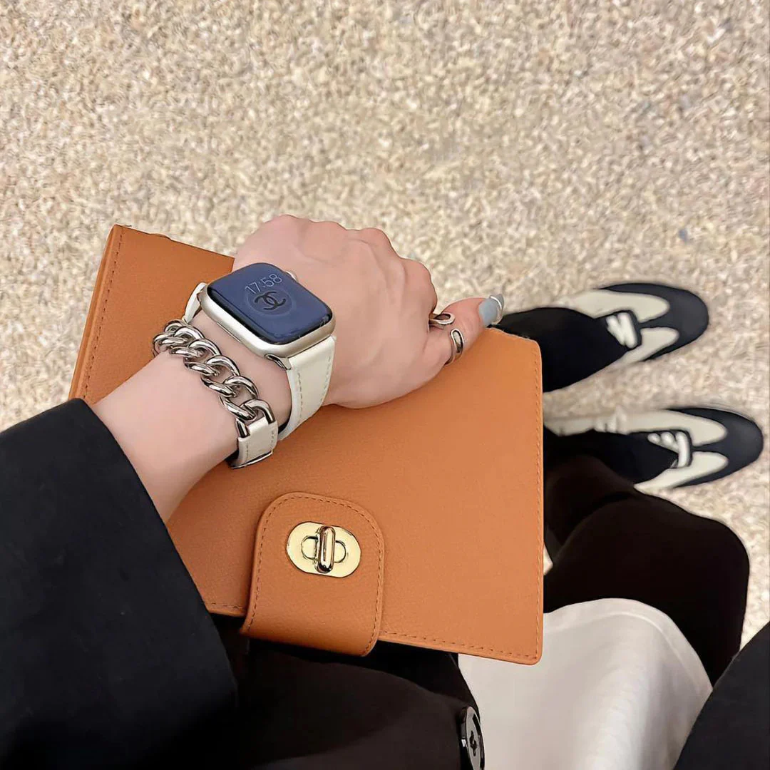 Chain And Leather Band For Apple Watch