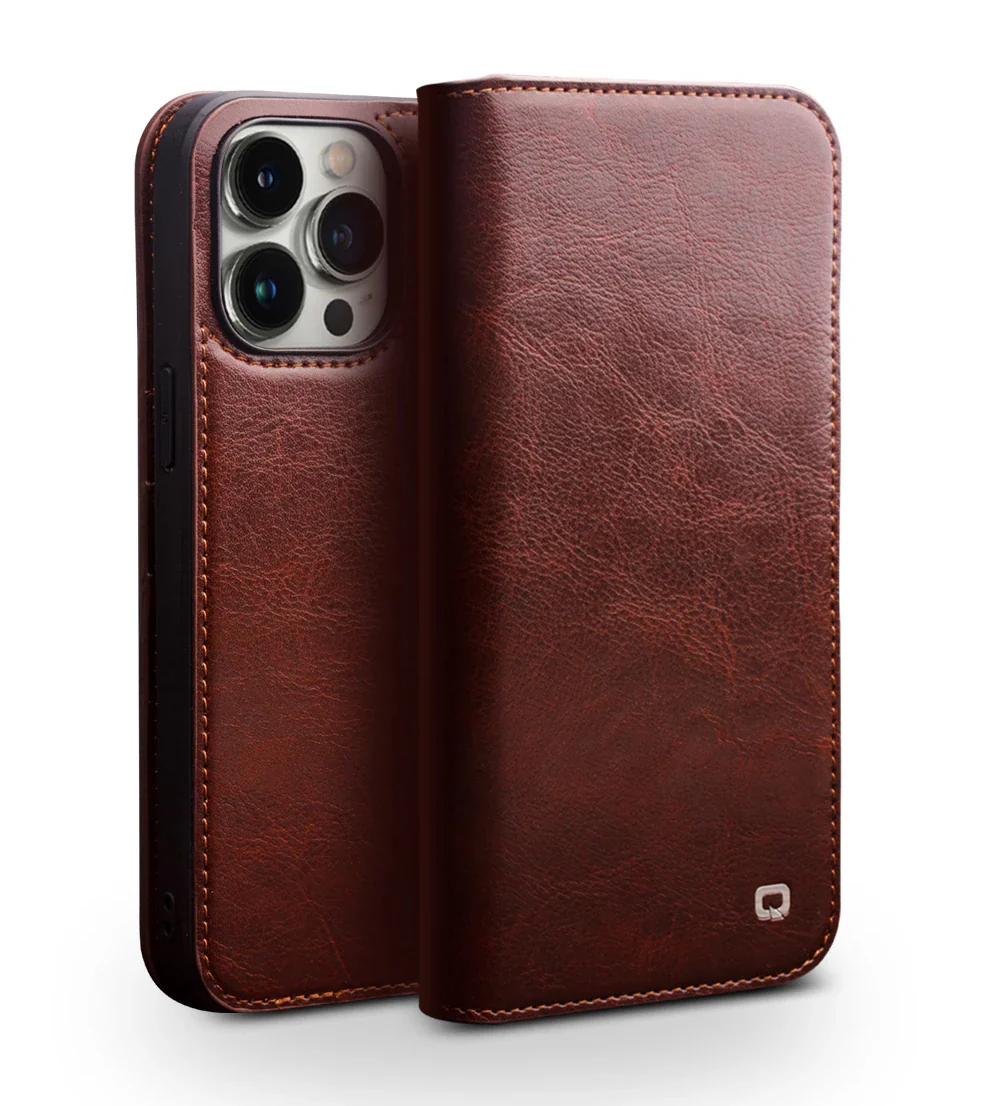 Qialino Genuine Leather Flip iPhone Case
