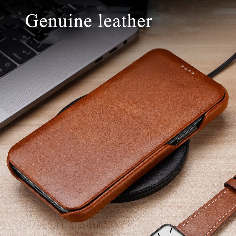 Genuine Leather Magnetic Flip Book iPhone Case