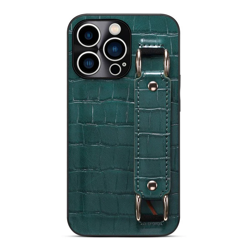Genuine Leather Wristband Bracket iPhone Case