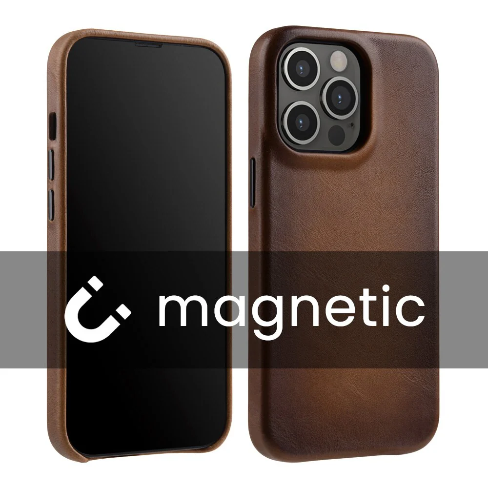 Oil Wax Magnetic Genuine Leather iPhone Case