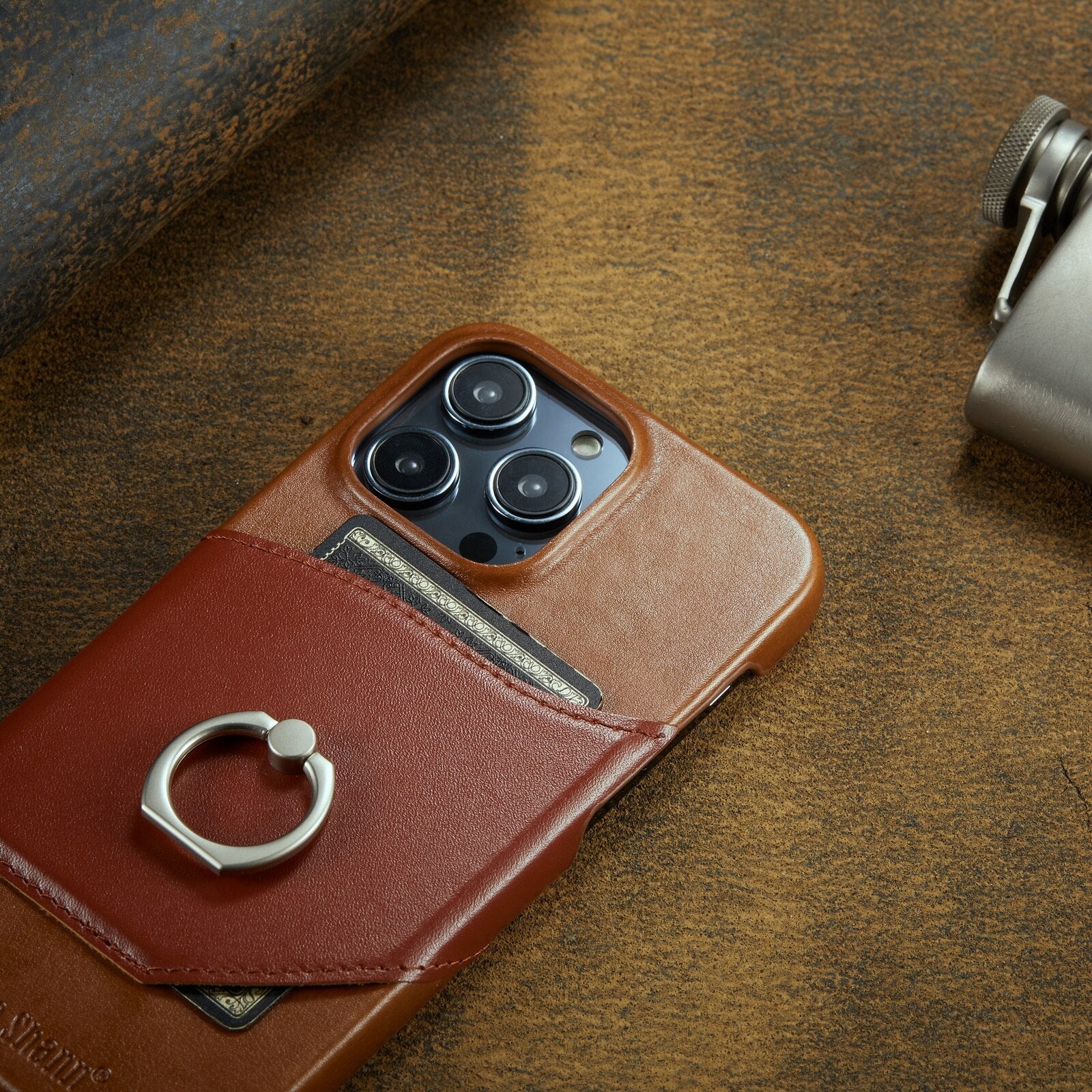 Genuine Leather with Ring Holder iPhone Case