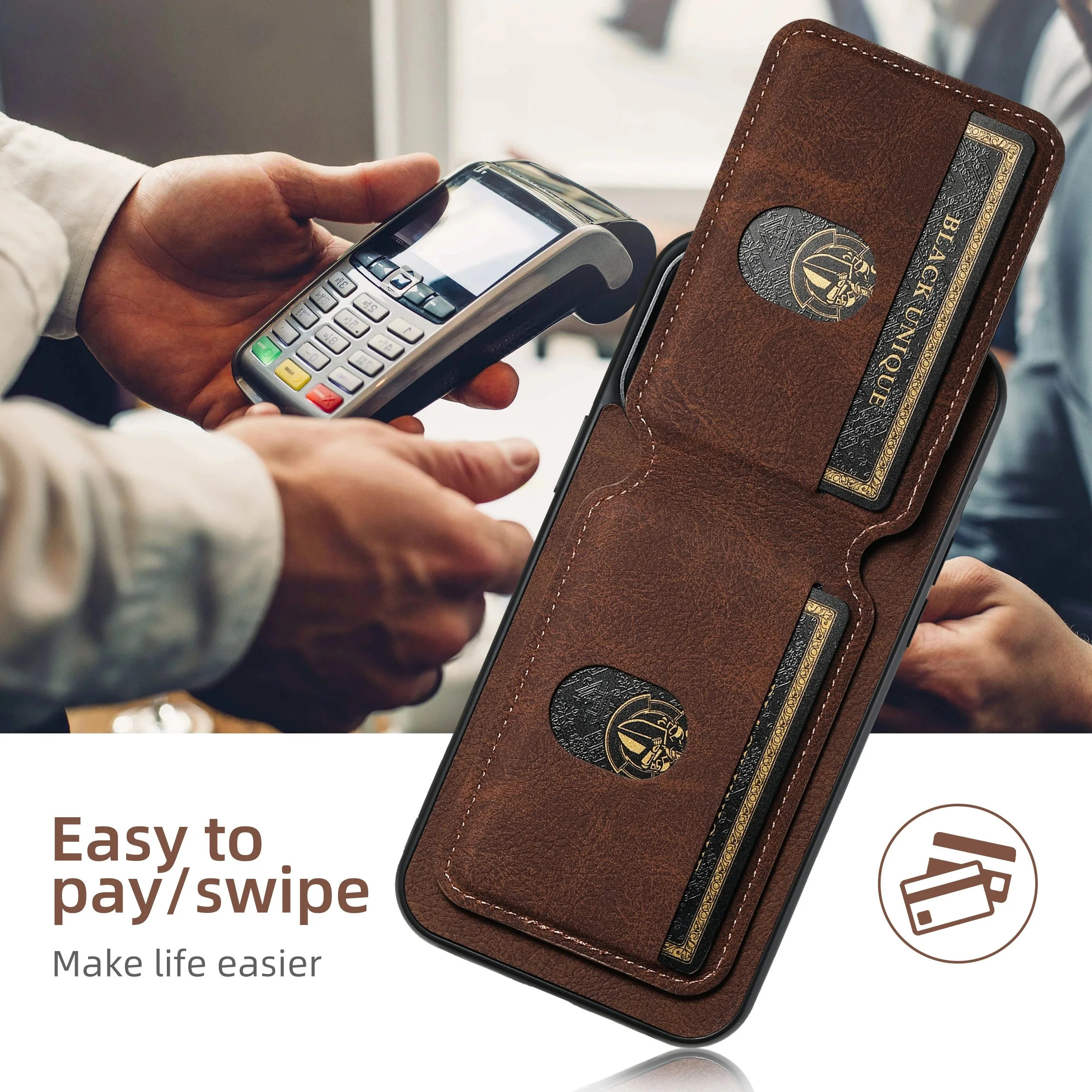 SUTENI Slim Card Holder iPhone Leather Case