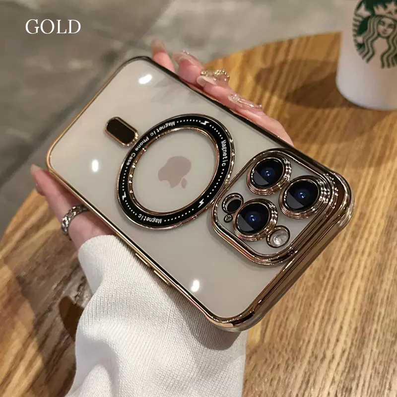 Upgraded Magsafing Suction Transparent iPhone Case with Lens Protector