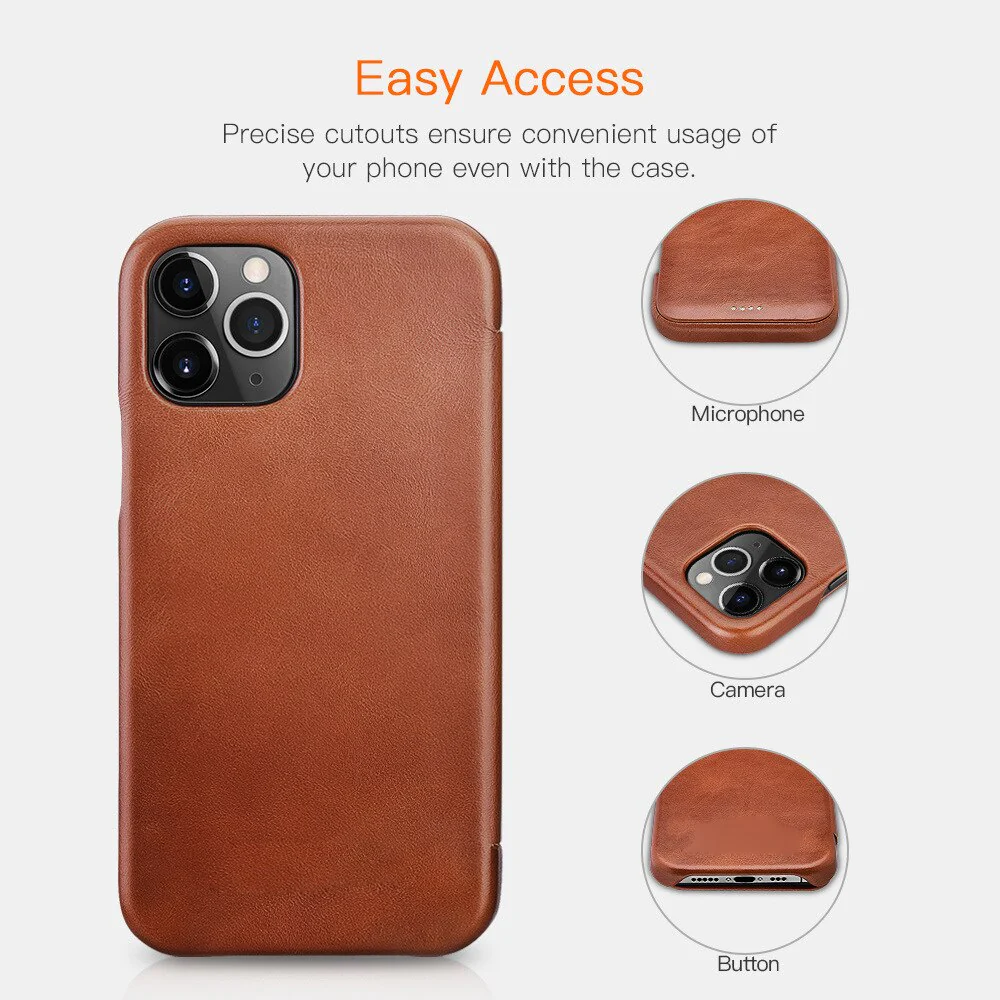 Genuine Leather Magnetic Flip Book iPhone Case