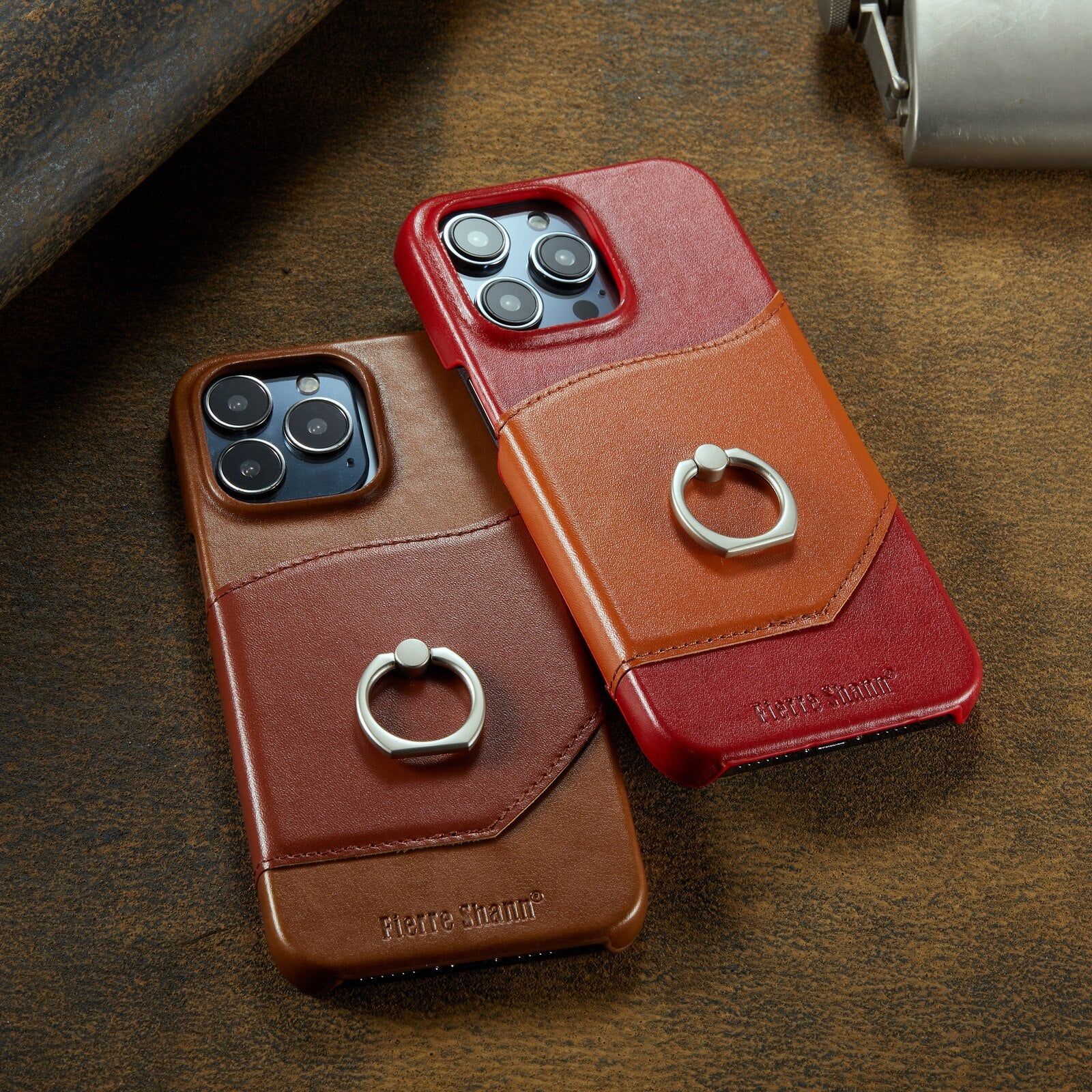 Genuine Leather with Ring Holder iPhone Case