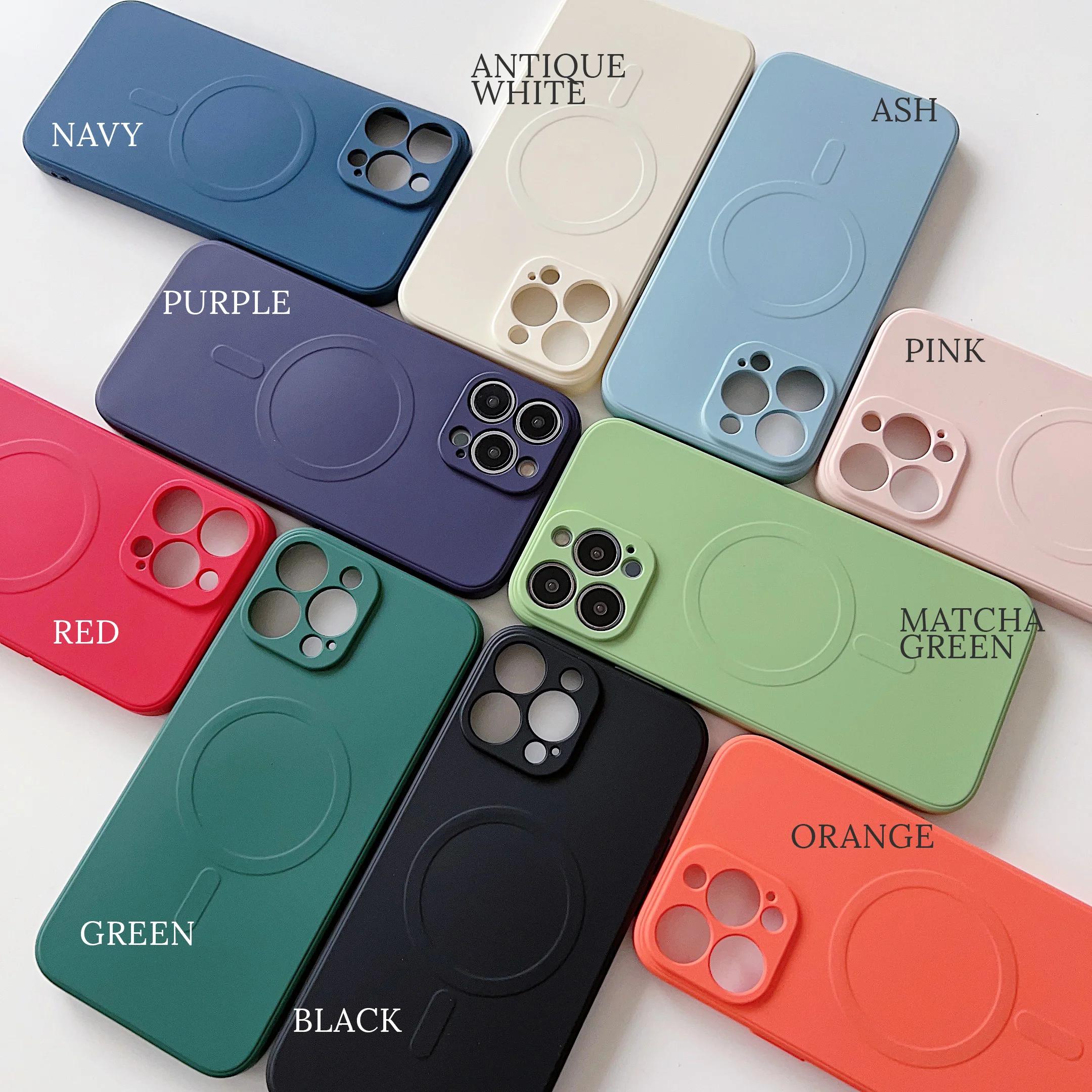 SIMPLE MAGSAFING SILICONE IPHONE CASE WITH CAMERA PROTECTOR