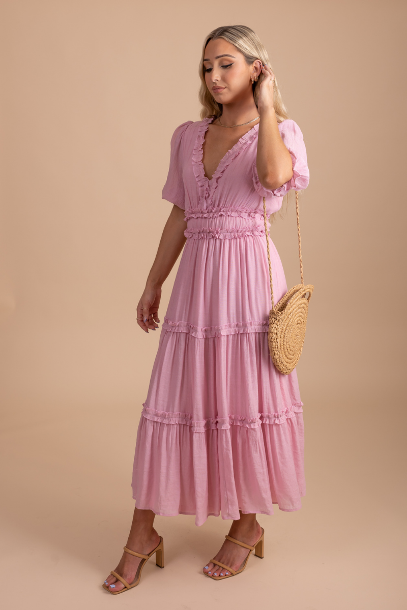 Gorgeously In Love Ruffled Midi Dress