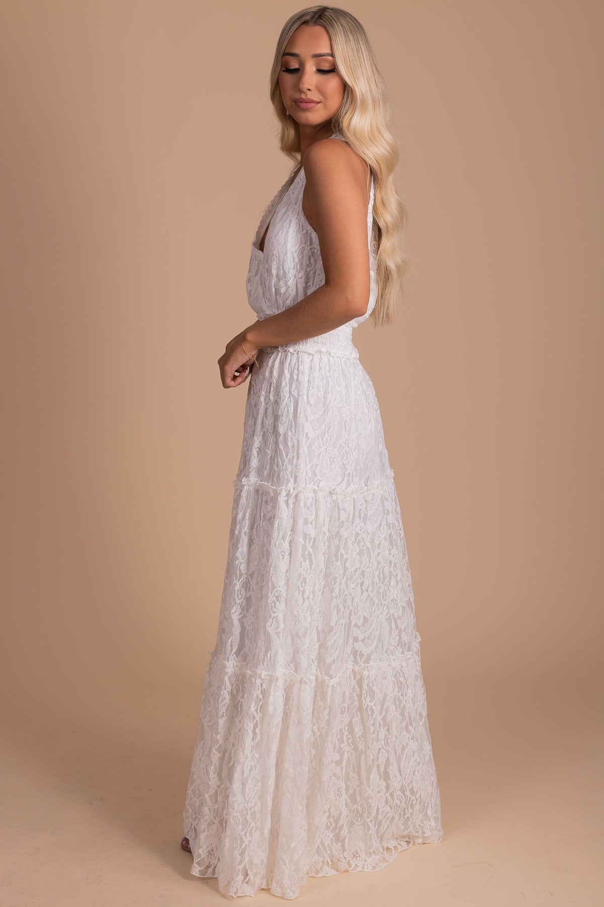 Forever Mine Lace Maxi Dress - White