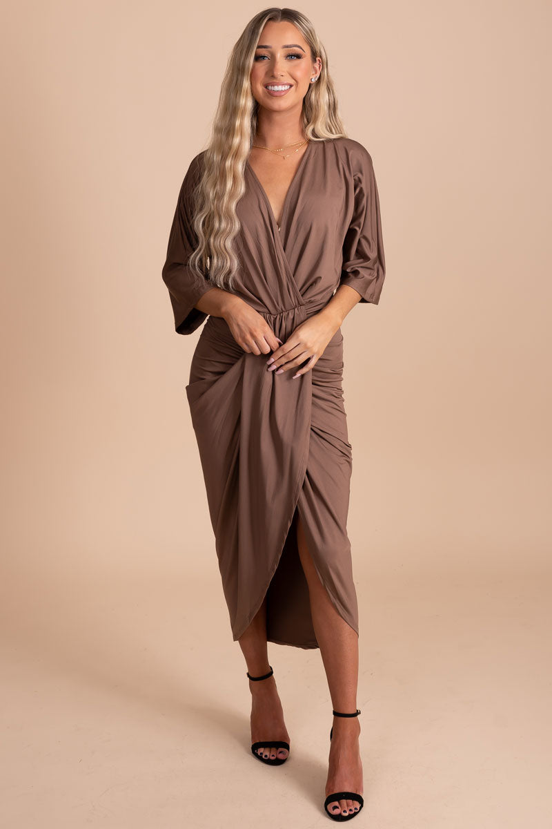 Just A Crush Ruched Midi Dress