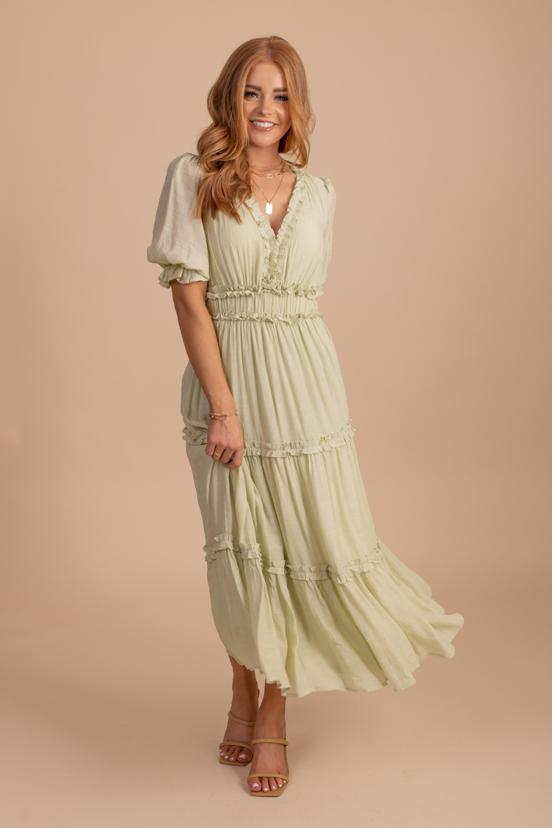 Gorgeously In Love Ruffled Midi Dress