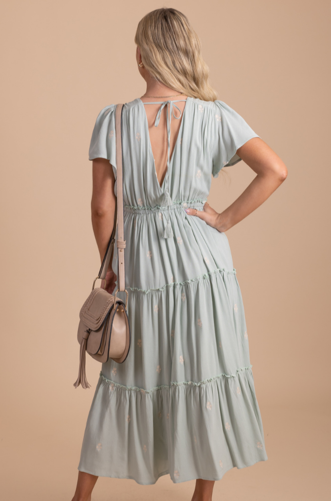 Pastel Dreams Embroidered Midi Dress