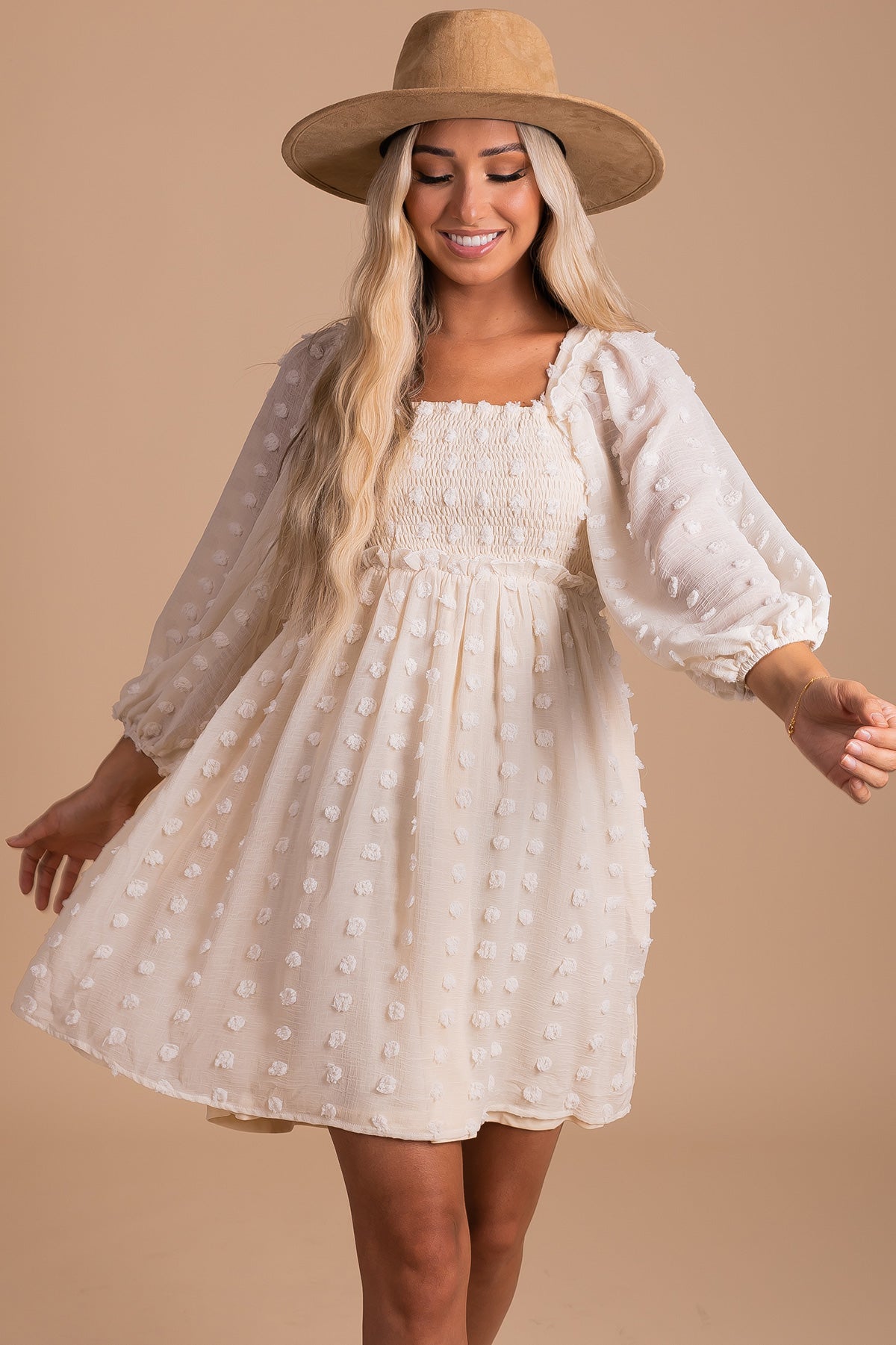 Into A Reverie Swiss Dot Mini Dress