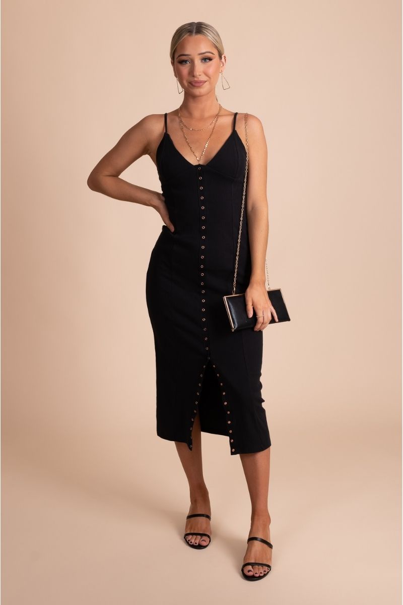 A Little Romance Button Front Midi Dress