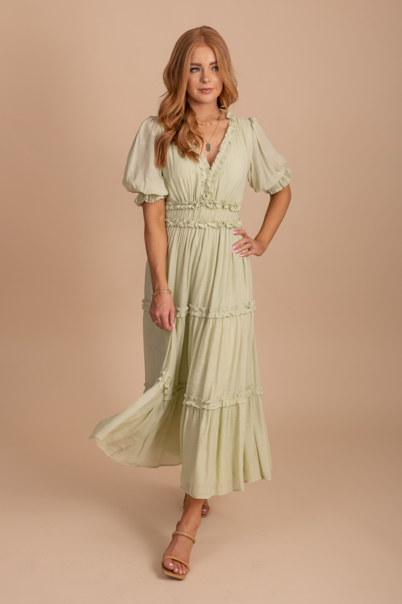 Gorgeously In Love Ruffled Midi Dress