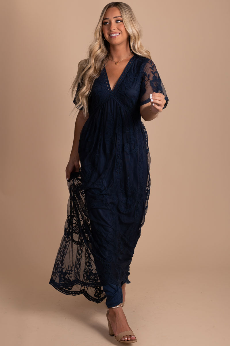 Simple Serenity Lace Maxi Dress