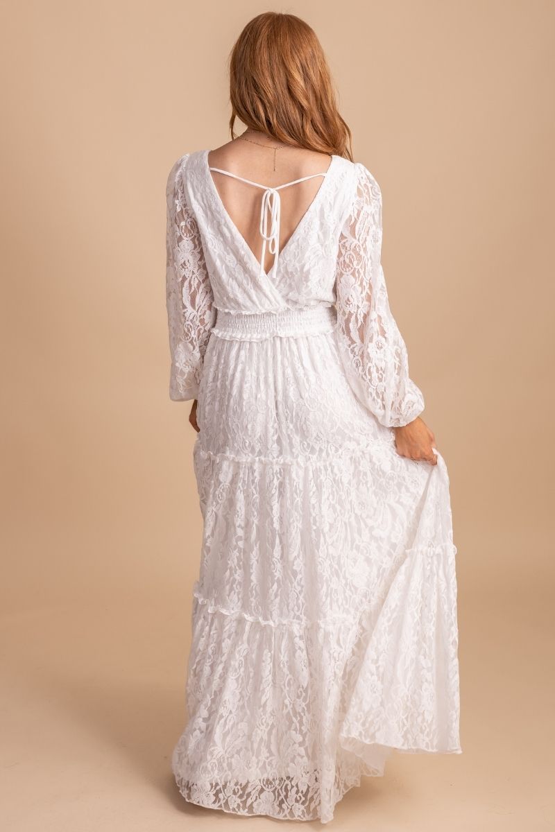 Pretty in Lace Maxi Dress - White