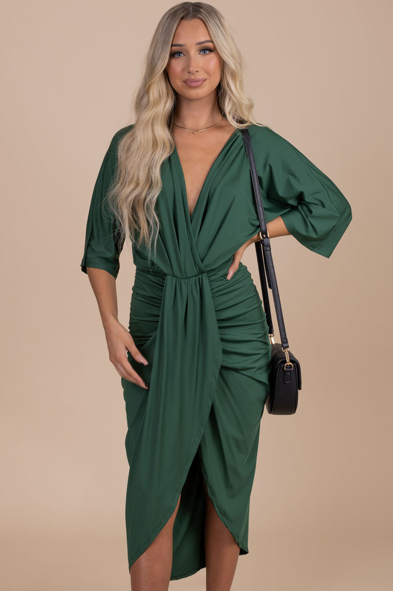Just A Crush Ruched Midi Dress