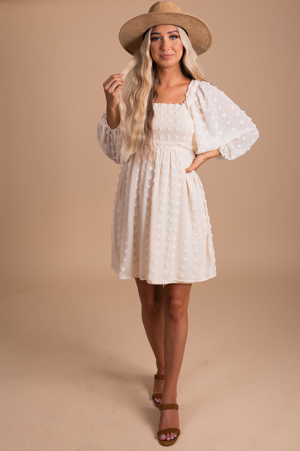 Into A Reverie Swiss Dot Mini Dress