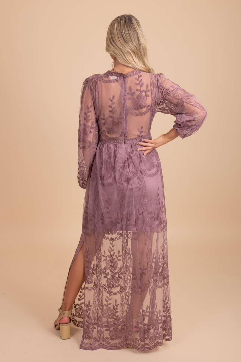 Light My Fire Mauve Long Sleeve Maxi Dress