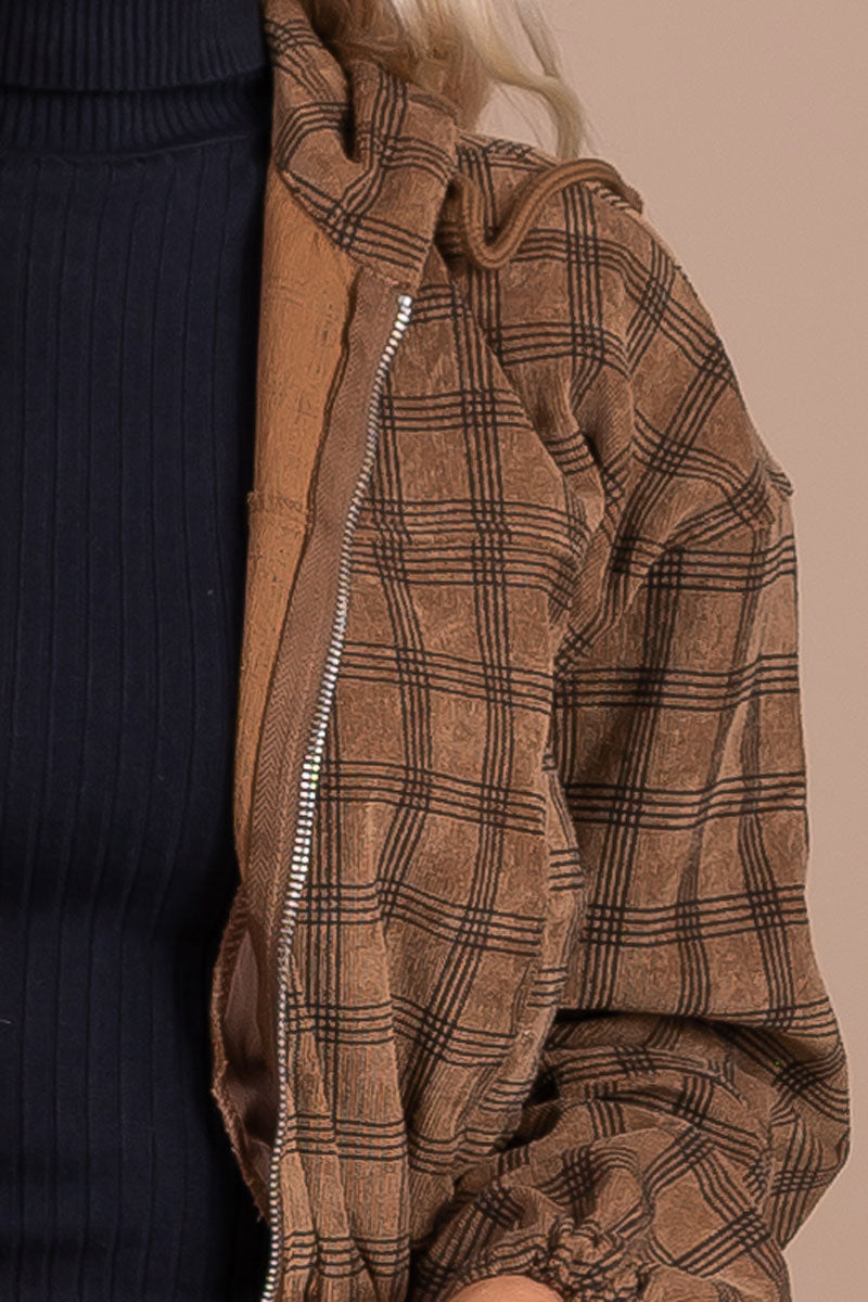 Caramel Latte Plaid Cropped Jacket