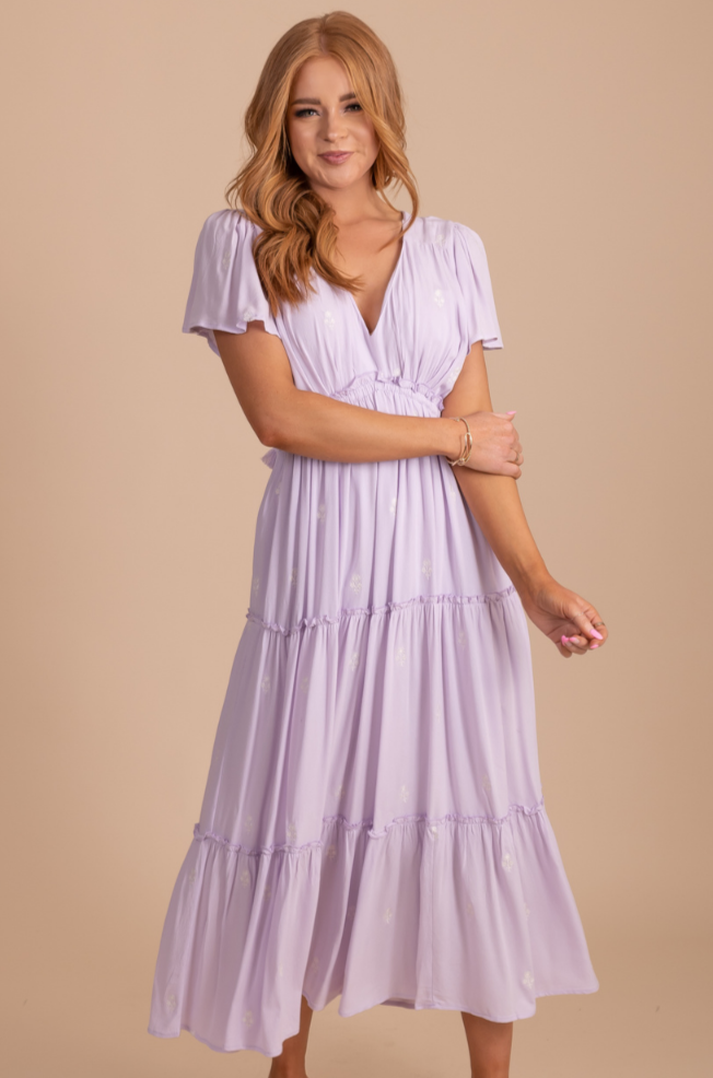 Pastel Dreams Embroidered Midi Dress