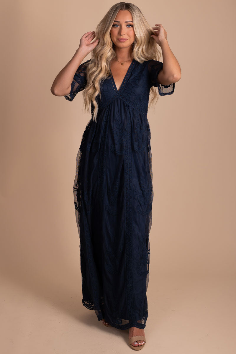 Simple Serenity Lace Maxi Dress