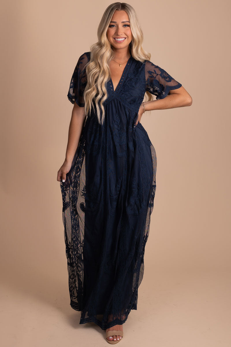 Simple Serenity Lace Maxi Dress
