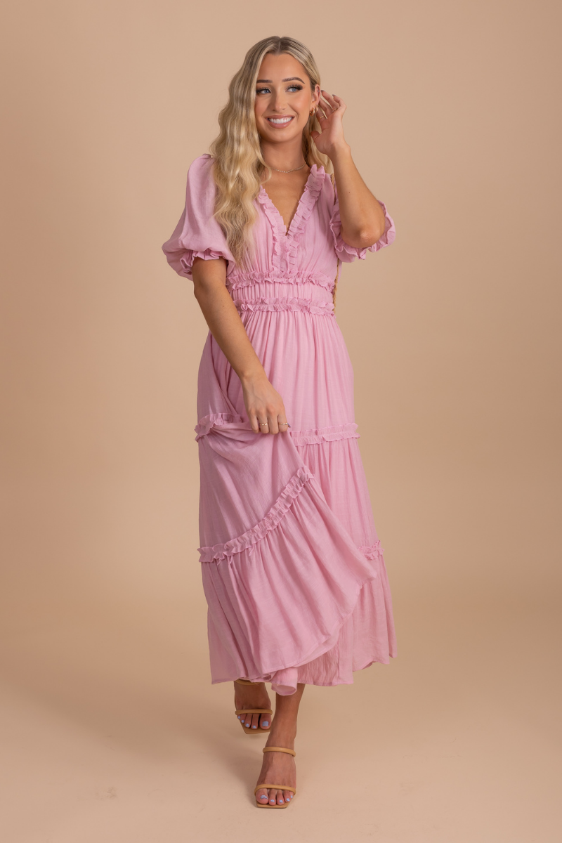 Gorgeously In Love Ruffled Midi Dress