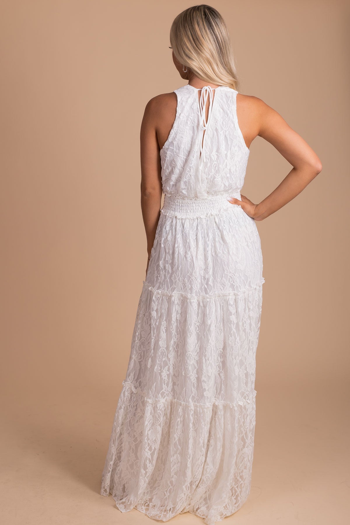 Forever Mine Lace Maxi Dress - White
