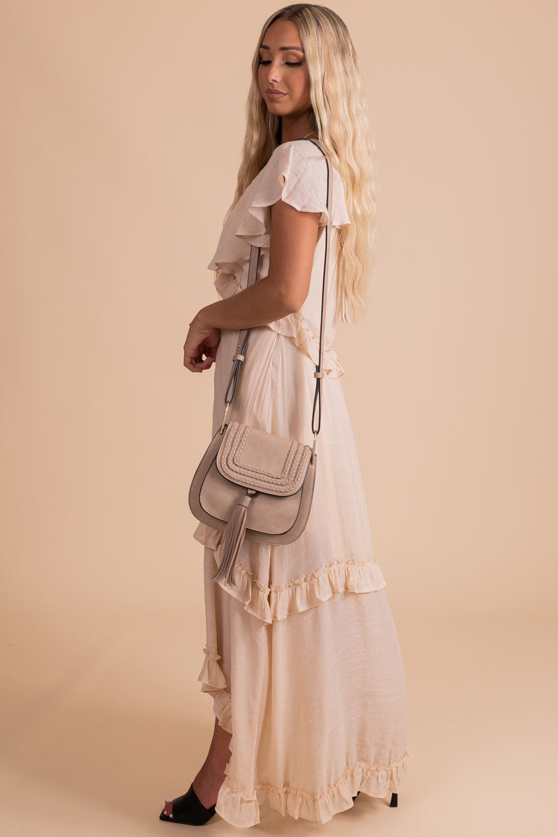 I'm With You Button Front Maxi Dress - Off White