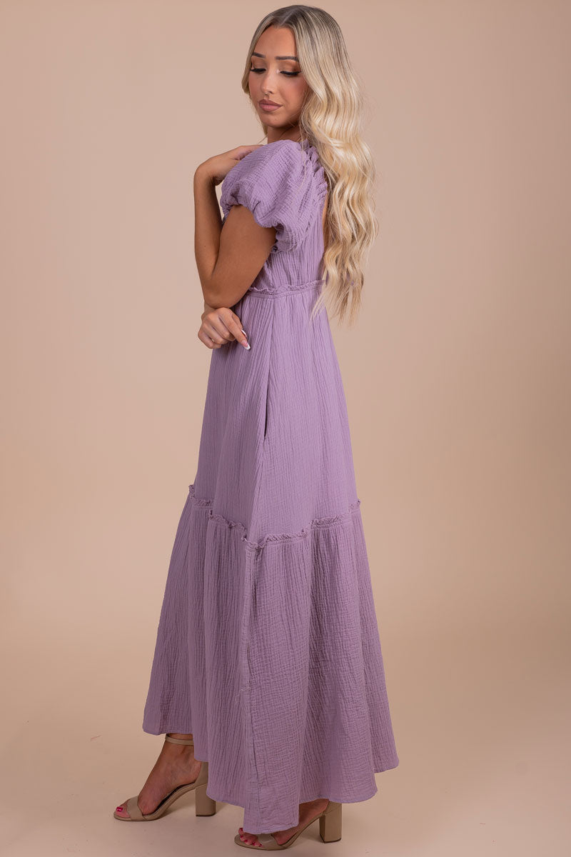 See You Soon Puff Sleeve Maxi Dress