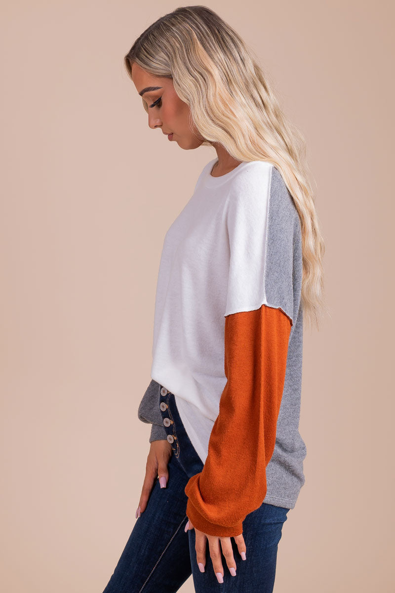 Best Part Of Me Color Block Top - White