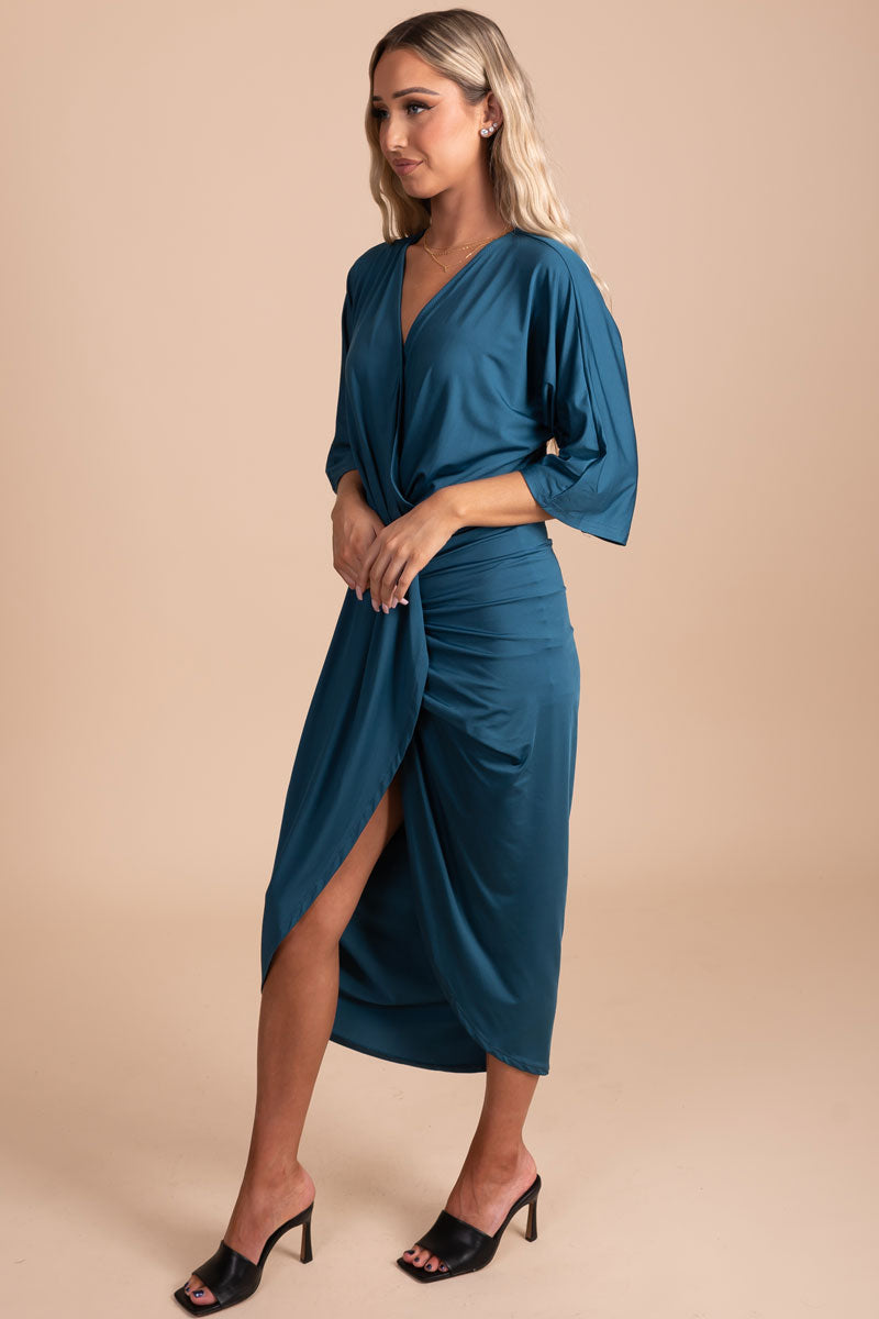 Just A Crush Ruched Midi Dress