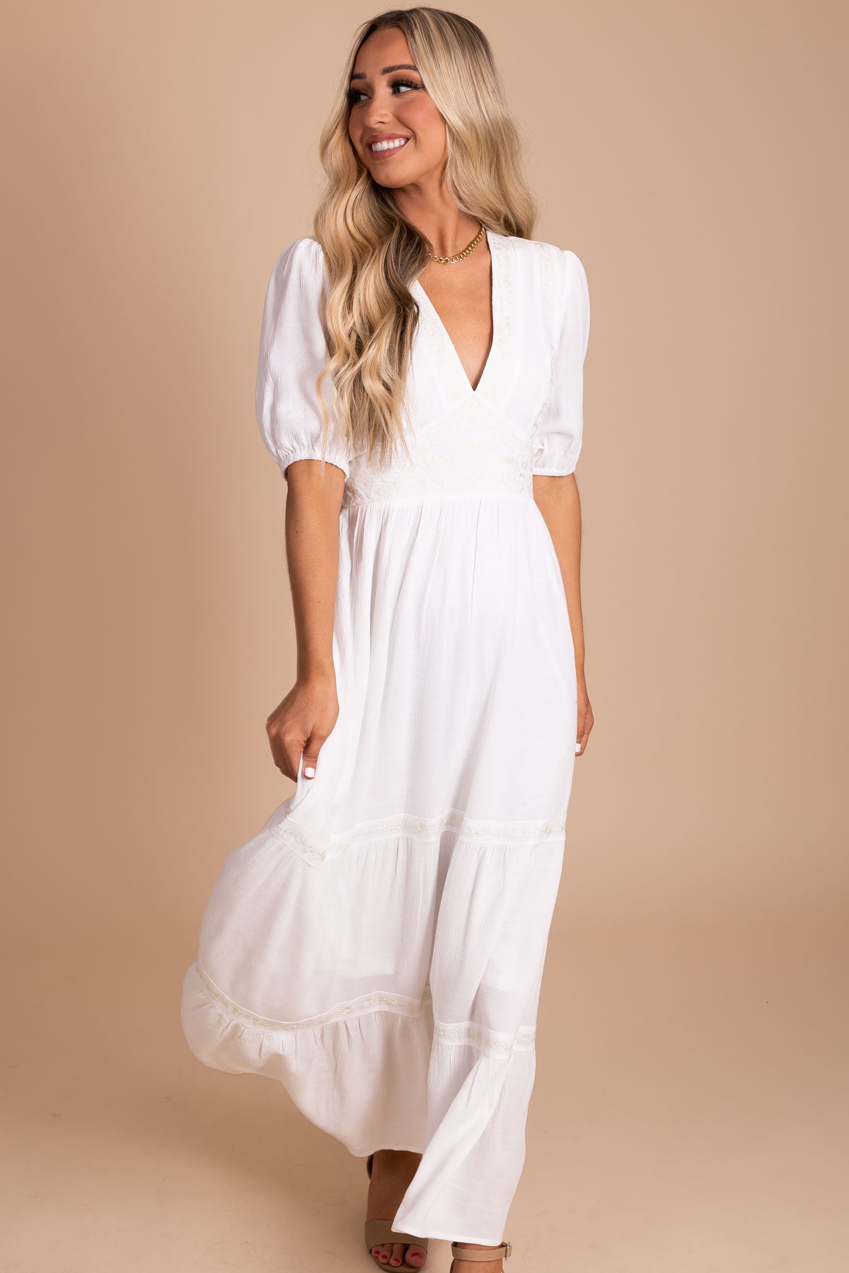 Be A Wildflower Maxi Dress - White