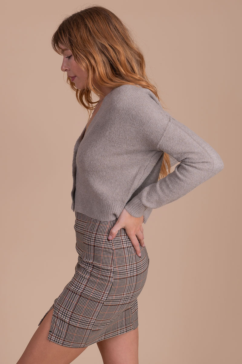 Timelessly Trendy Cropped Cardigan - Light Brown