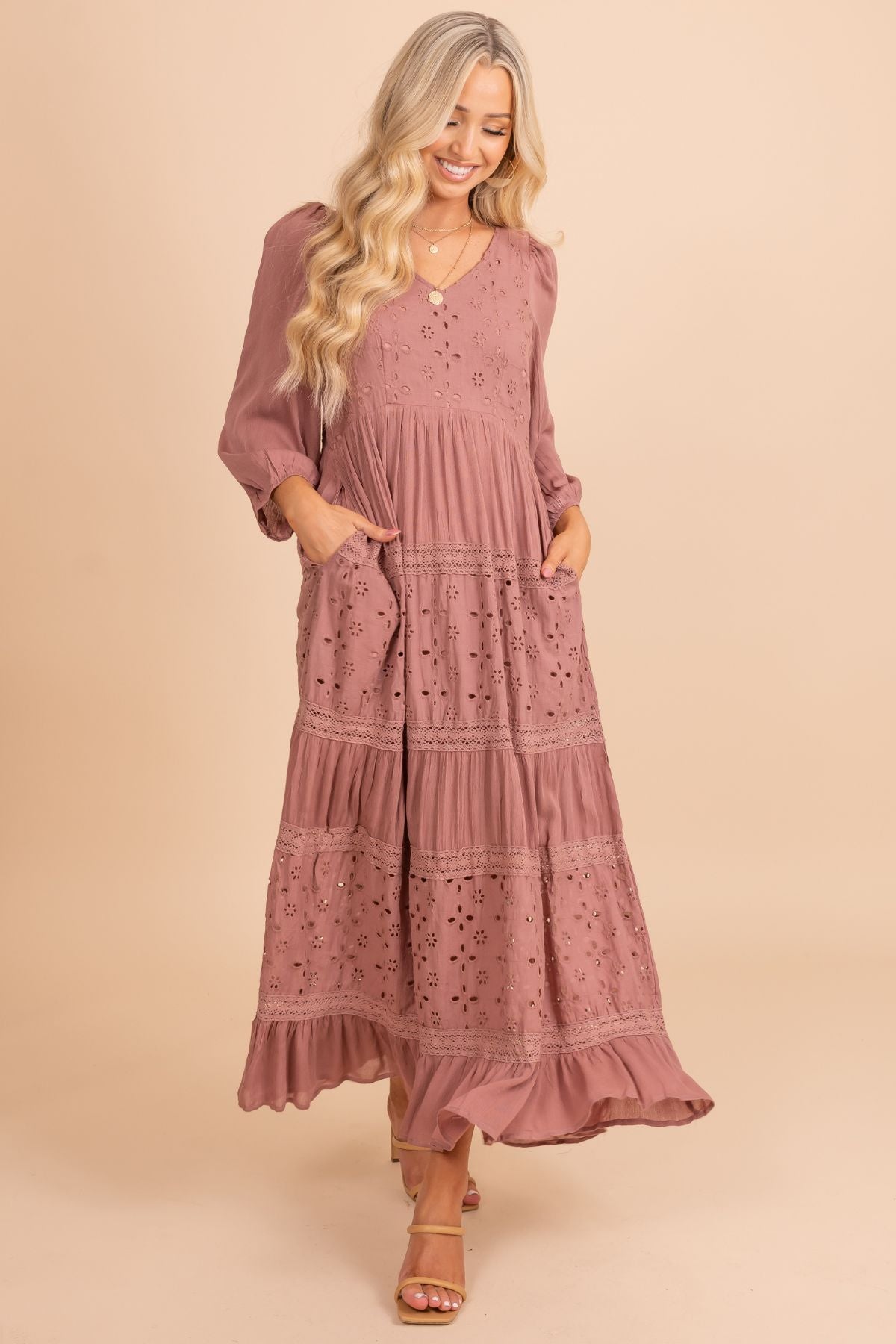 Make It Count Eyelet Detail Maxi Dress
