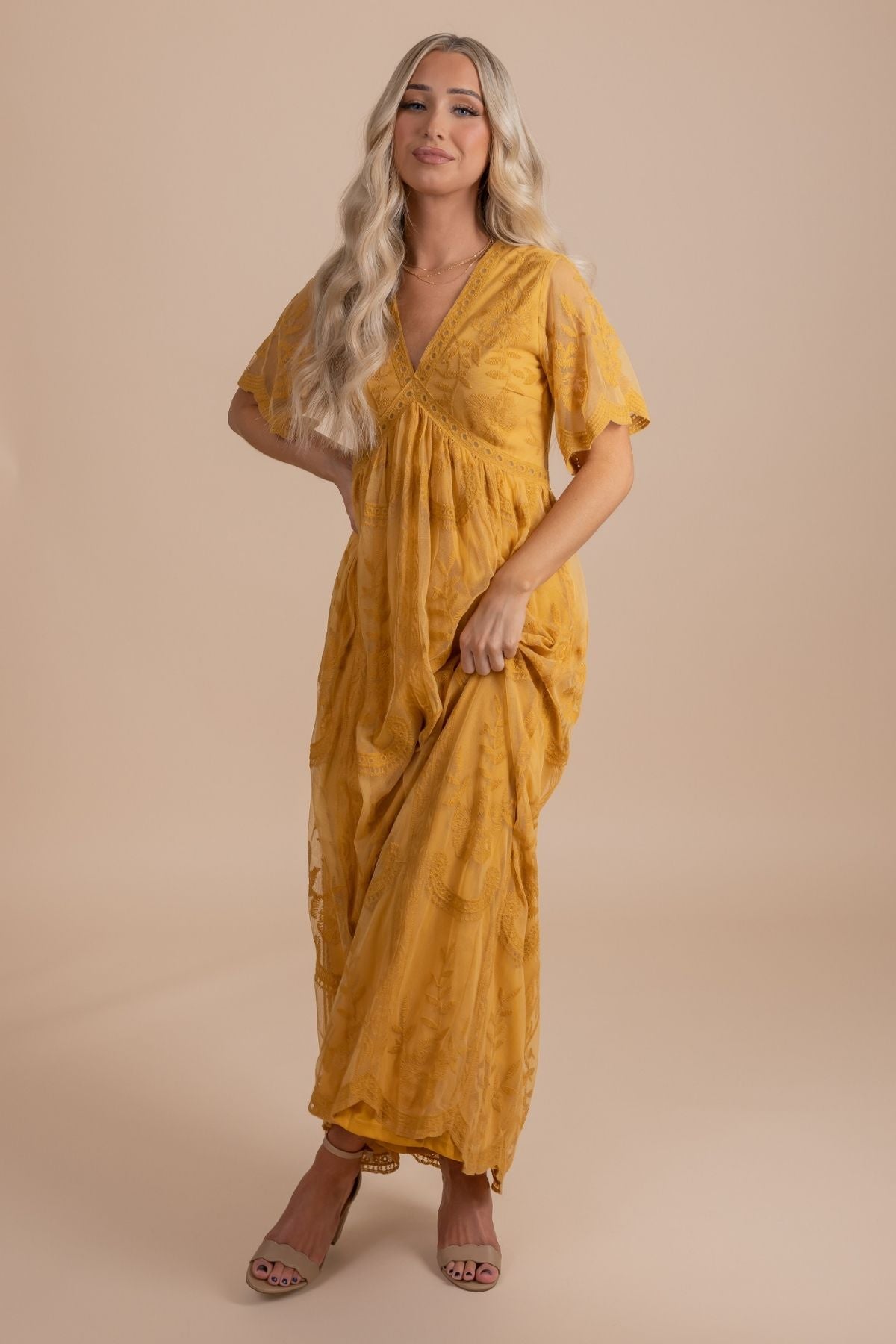 Simple Serenity Lace Maxi Dress